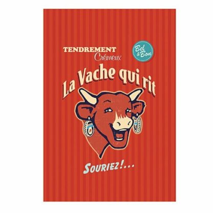 TEA TOWEL VACHE QUI RIT RETRO ROUGE