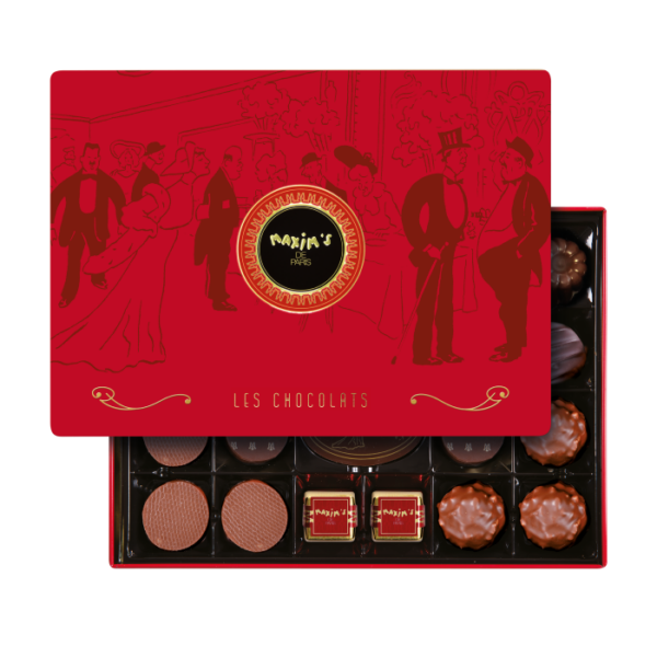 22 chocolates red tin metal box