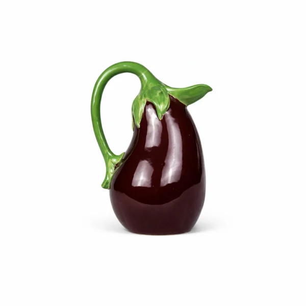 Glazed Ceramic Aubergine Pitcher