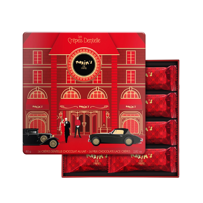 milk chocolate dantel crepe tin box